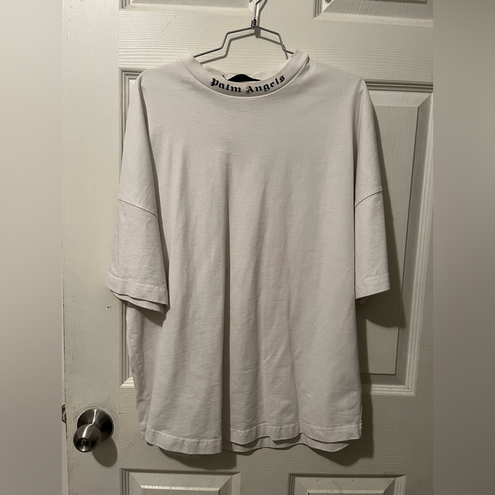 Palm Angels White Classic Logo Over Tee Shirt Size Medium